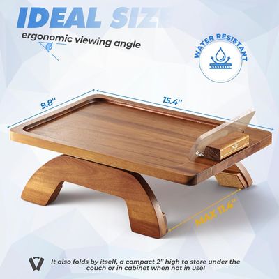 High Quantity Bamboo Sofa Tray Table Arm Foldable Clip For Couch Standing Type Custom