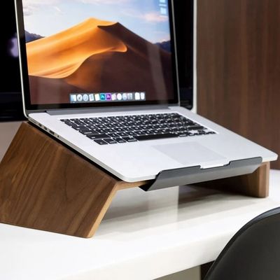 Free Sample Charge Laptop Wood Stand Double Tiers Computer Holder for Computer Monitor
