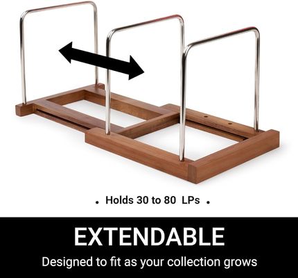 Wooden Extendable Vinyl Record Organizer Rack Stand Holder for Standing Type Storage