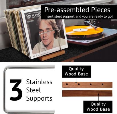 Wooden Extendable Vinyl Record Organizer Rack Stand Holder for Standing Type Storage