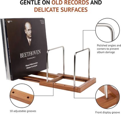 Wooden Extendable Vinyl Record Organizer Rack Stand Holder for Standing Type Storage
