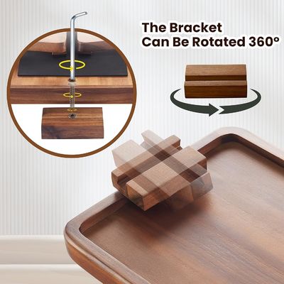 360 Rotating Arm Table for Acacia Wood Sofa Armrest Tray on Wooden Side Tables