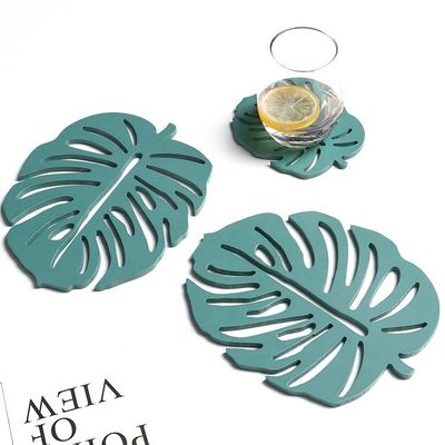 Irregular Fashion Design Environmental Wood MDF Cup Coasters Green Leaf Cactus Cup Mat Decoration Mat