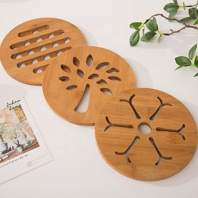 Creative Bamboo Place-mat for Customized Painted Wood Plain Color Tea Cups and Bowls