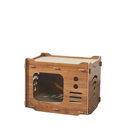 Custom Double Layer Cat Cardboard House with 2 PCS Cat Scratching Pads Cat Scratcher House Save Space