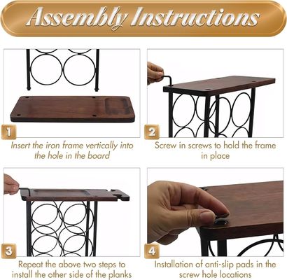Standing Type Countertop Wine Holder Stand with Wooden Tray and Organization