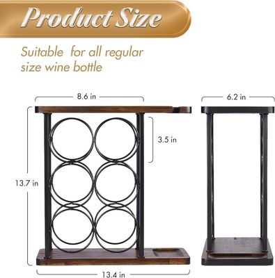 Standing Type Countertop Wine Holder Stand with Wooden Tray and Organization
