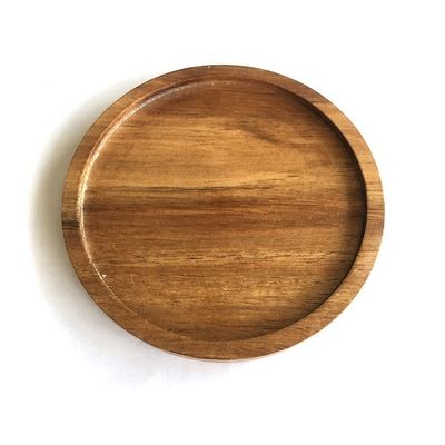 Household Wood Plain Color Varnish Acacia Solid Drink Coaster for Coffee Cup Mat Set