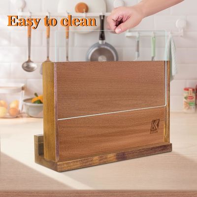 Double Sided Magnetic Wooden Knife Rack with Acrylic Protection Shield and Customized Logo