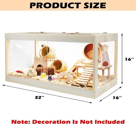 Wooden Hamster Cage with Openable Top and Acrylic Sheets Solid Built House Included