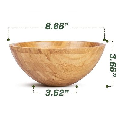 Custom Logo Ecofriendly Natural Round Bamboo Salad Bowl for Modern Style Amazon Design