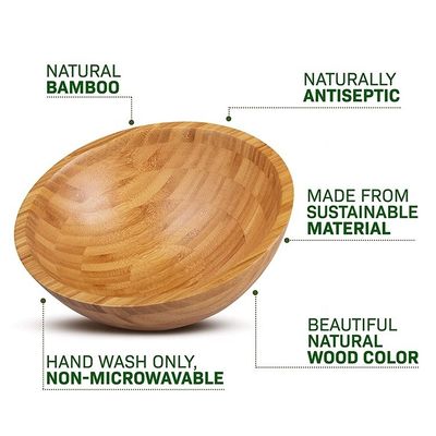 Custom Logo Ecofriendly Natural Round Bamboo Salad Bowl for Modern Style Amazon Design