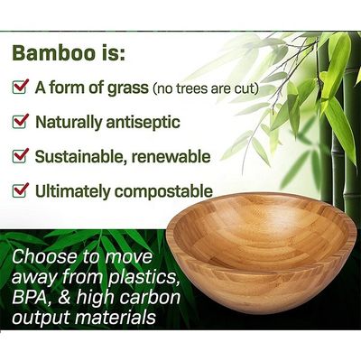 Custom Logo Ecofriendly Natural Round Bamboo Salad Bowl for Modern Style Amazon Design