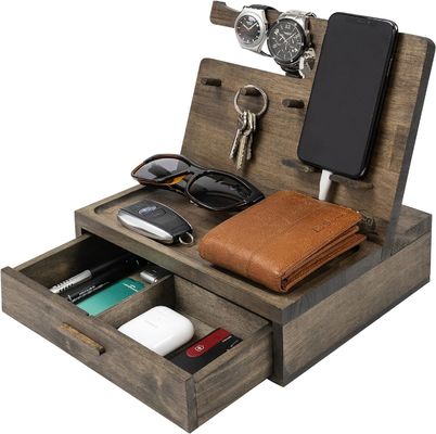 Double Tier Bedside Table Organizer for High Quantity Storage of Cellphone Accessories