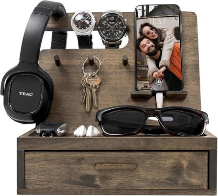 Double Tier Bedside Table Organizer for High Quantity Storage of Cellphone Accessories