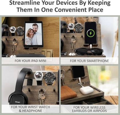 Double Tier Bedside Table Organizer for High Quantity Storage of Cellphone Accessories