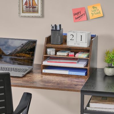 Adjustable Shelves Wooden File Organizer Shelf for Space Saving and Organization