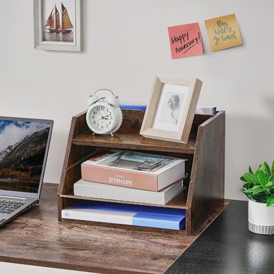 Adjustable Shelves Wooden File Organizer Shelf for Space Saving and Organization