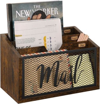 Double Tier MDF Mail Organizer for Office Desk Custom Desktop and Wall Mount Solution