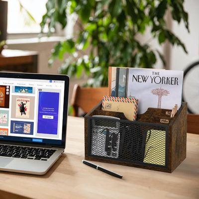 Double Tier MDF Mail Organizer for Office Desk Custom Desktop and Wall Mount Solution
