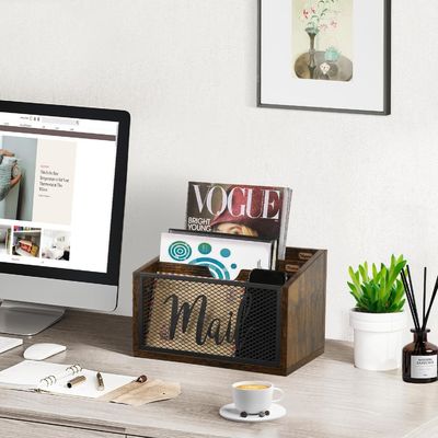 Double Tier MDF Mail Organizer for Office Desk Custom Desktop and Wall Mount Solution