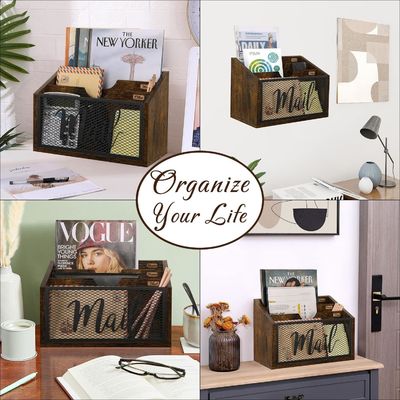 Double Tier MDF Mail Organizer for Office Desk Custom Desktop and Wall Mount Solution