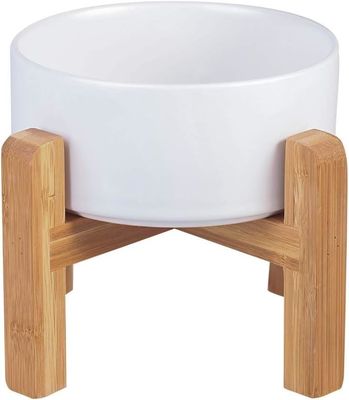 Wood Stand Adjustable Solid Wood Pet Cat Dog Food Bowl Pet Feeders with NO Time Setting