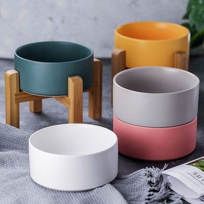 Wood Stand Adjustable Solid Wood Pet Cat Dog Food Bowl Pet Feeders with NO Time Setting