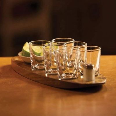 Wooden Plain Color Acacia Wood Cup Holder Shot Glass Cups Serving Tray with Printing