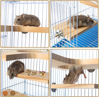 Wooden Platform for Hamster Cage L-Shaped Round Hole 5Pcs Pedal Toys Customized Logo