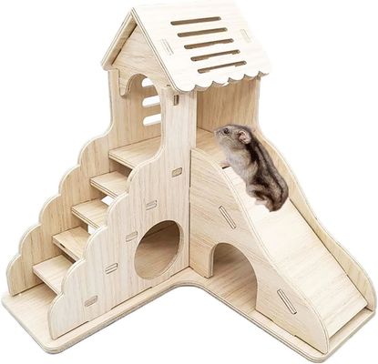Climbing Ladder and Slide Wooden Hide Hut for Other Small Animals House