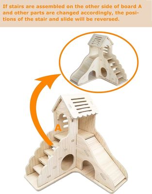 Climbing Ladder and Slide Wooden Hide Hut for Other Small Animals House