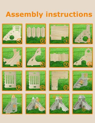 Climbing Ladder and Slide Wooden Hide Hut for Other Small Animals House
