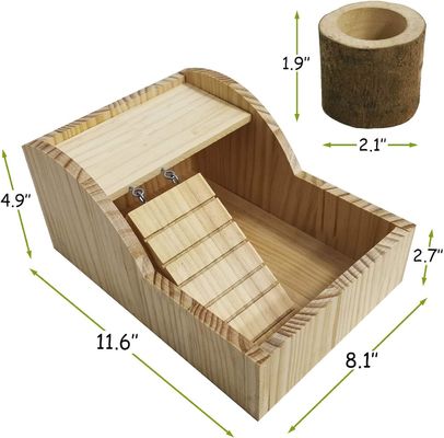 Wooden Sand Bath Box with Climbing Ladder and House Design Chinchilla Bathtub Bo