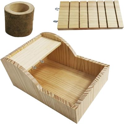 Wooden Sand Bath Box with Climbing Ladder and House Design Chinchilla Bathtub Bo