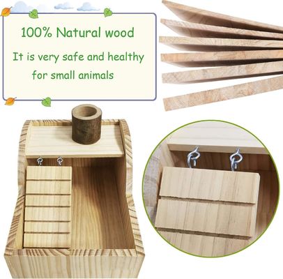 Wooden Sand Bath Box with Climbing Ladder and House Design Chinchilla Bathtub Bo