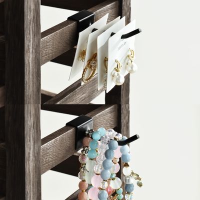Removable Metal Hooks Wooden Jewelry Display Rack for Earring Card Display Holder Stand