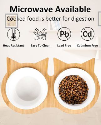 Adjustable Wood Pet Food Bowl Stand for Not Applicable Power Source and Pet Feeders