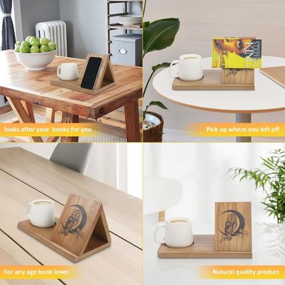 Silk-screen Printing Wood Short Mini Book Rest for Bedroom Nightstand and Office Desk