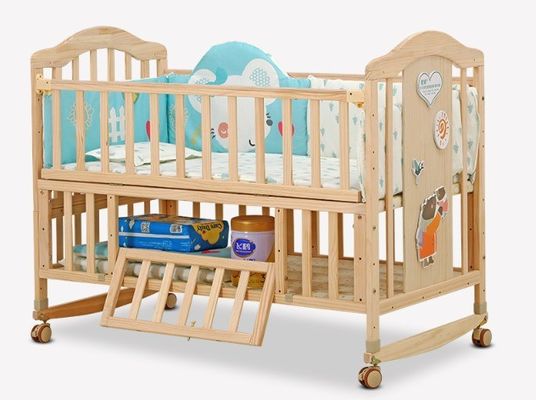 Gift Craft Industrial Solid Wood Kids Cribs Convertible Toddler Sleeping Bed Swing Rocking