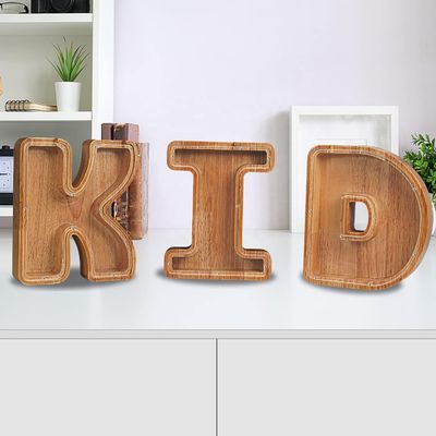 Wooden Alphabet Acrylic Letter Money Box Printing burned Large Letter Piggy Banks For Kids