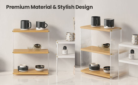 Metal and Wooden 3 Tier Standing Vanity Shelf Countertop Bathroom Storage for Bedroom