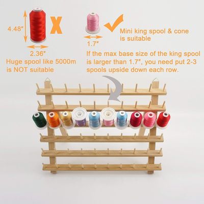 Wooden Thread Rack for Organizing Embroidery Quilting and Sewing Threads in Living Room