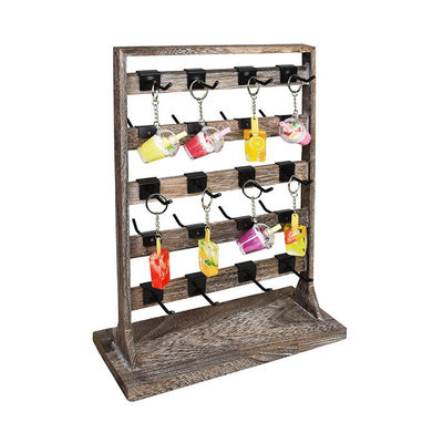 Home Theme Earring Card Display Holder Stand with Wooden Jewelry Display Rack and Hooks