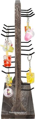 Home Theme Earring Card Display Holder Stand with Wooden Jewelry Display Rack and Hooks