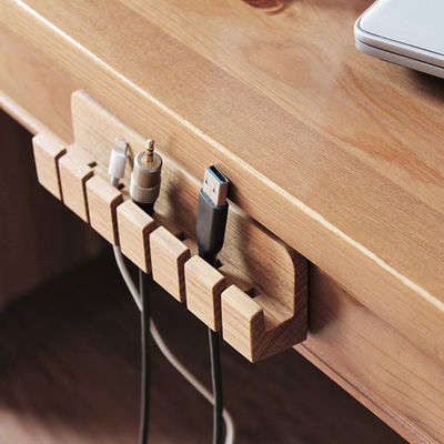 Silk-Screen Printed Wooden Cable and Charger Organizer for Square Table Charger Holder