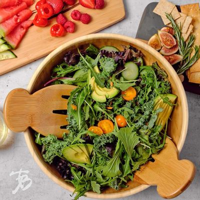 Set of 2 Bamboo Wood Salad Hands Perfect for Tossing and Serving Salad Pasta and More
