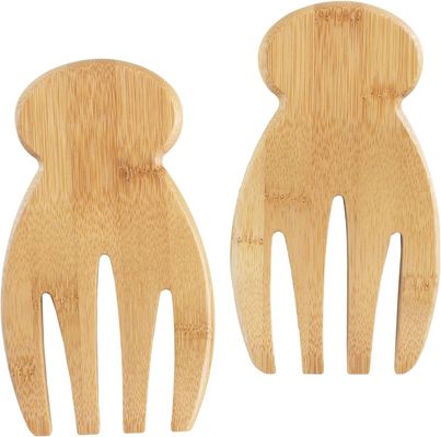 Set of 2 Bamboo Wood Salad Hands Perfect for Tossing and Serving Salad Pasta and More