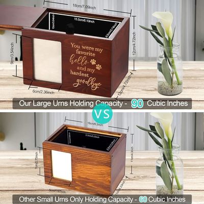 Pet Ashes Wooden Funeral Cremation Urns with Photo Frame Keepsake Memory Box Advantage