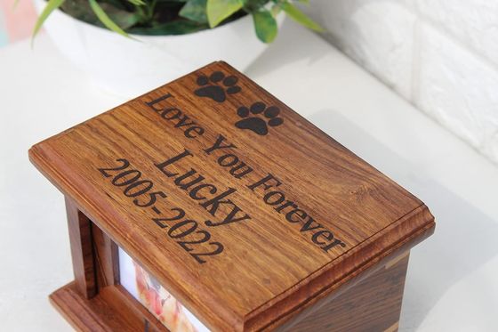 Pet Caskets Urns Wooden Keepsake Box for Lovingly Storing Ashes of Beloved Dog or Cat